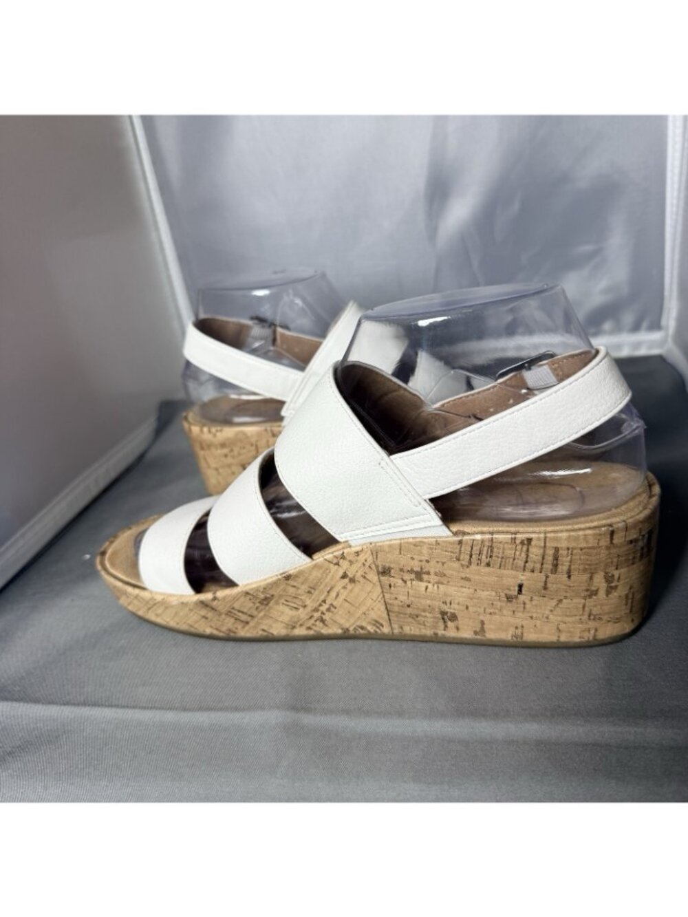 New LifeStride Women's Wynonna Wedge Sandals Cork White Size 7 - Picture 3 of 5